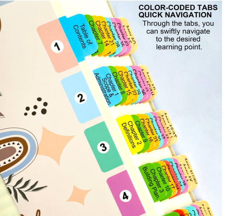 Index Tabs for International Residential Code 2021, 72 PCS Color-Coded...