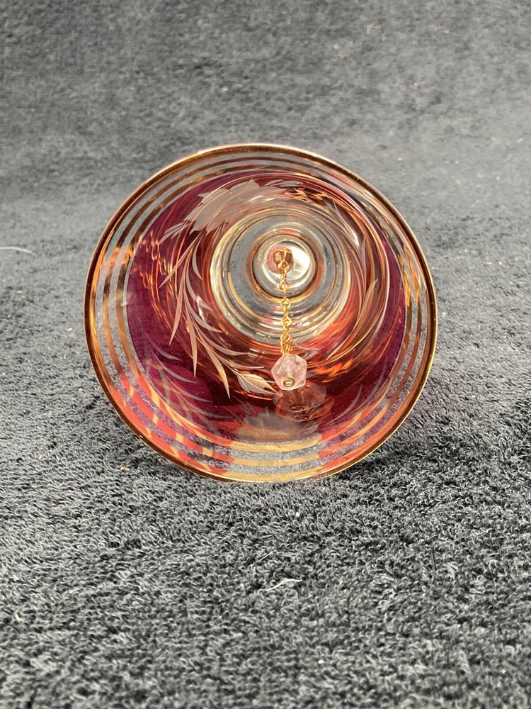 Cranberry to clear floral pattern bell