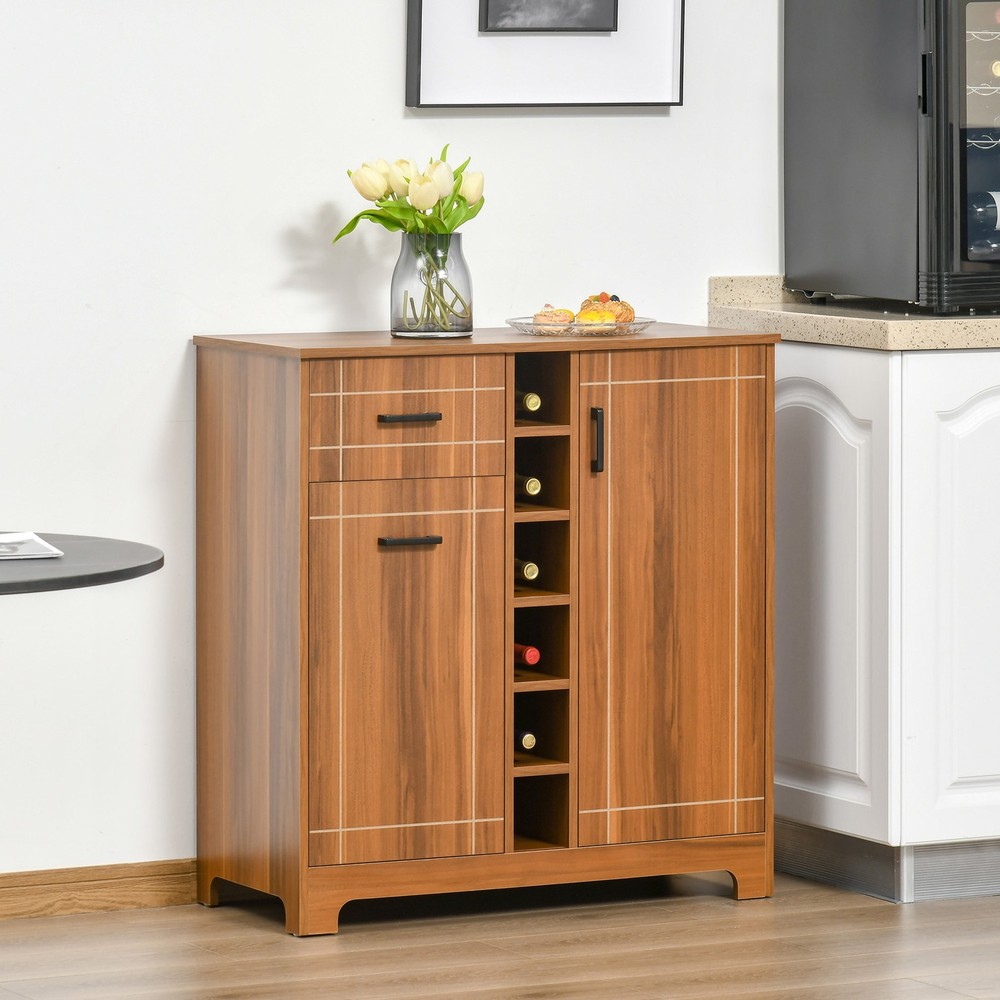Storage Cabinet Buffet Sideboard Serving Bar with 2 Cupboards Wine Rack 1 Drawer