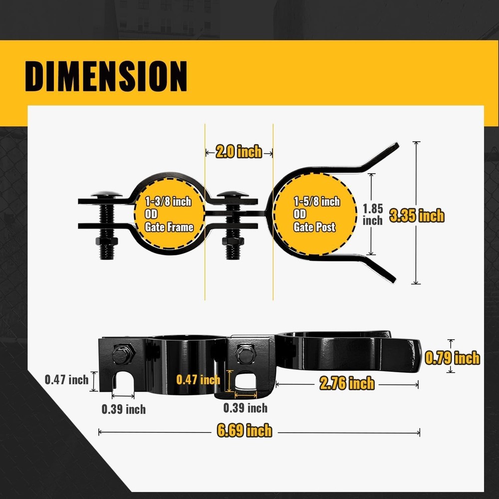 Durable 1-5/8" Chain Link Gate Latch - Black Powder Coated Security Solution