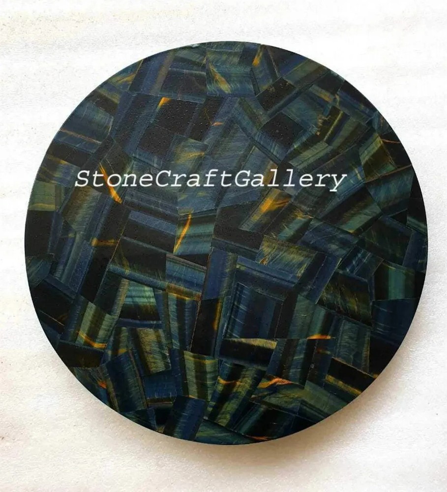 15" Blue Tiger Eye Table Top Semi precious stones Handmade Work
