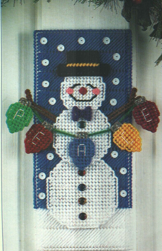 SNOWMAN DOOR HANGER CHRISTMAS PLASTIC CANVAS PATTERN INSTRUCTIONS