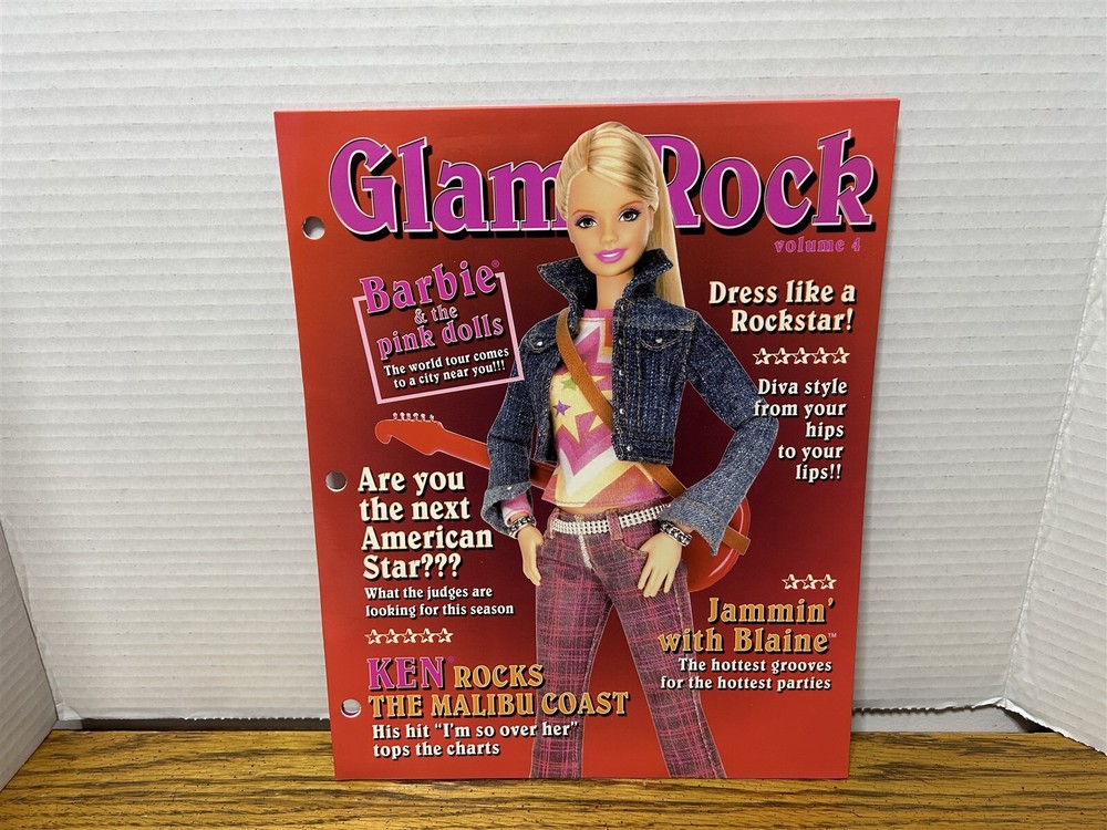 Barbie 2 Pocket Folder Never used 3 hole punched ** GlamRock** Volume 4 Folder