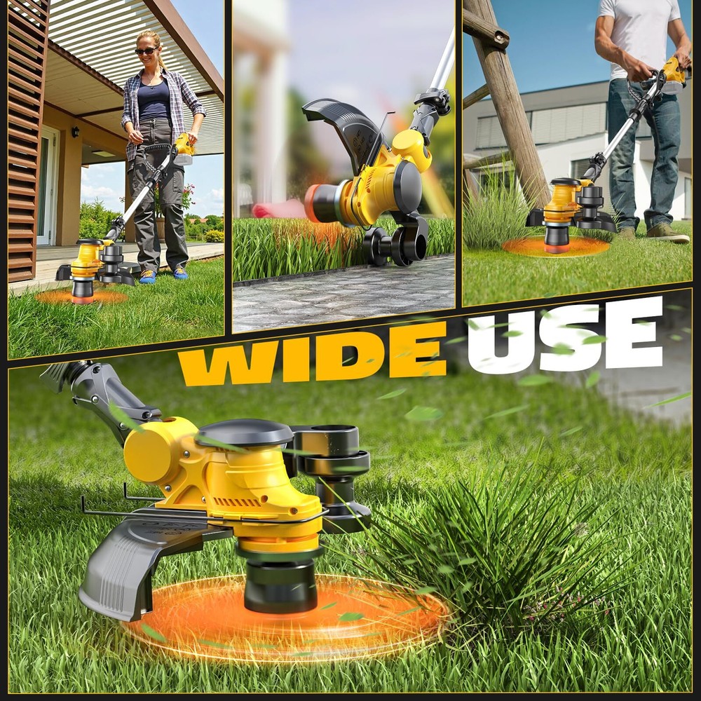 Cordless String Trimmer for Dewalt 20V Battery, Folding 3 In1 Weed Eater with Br