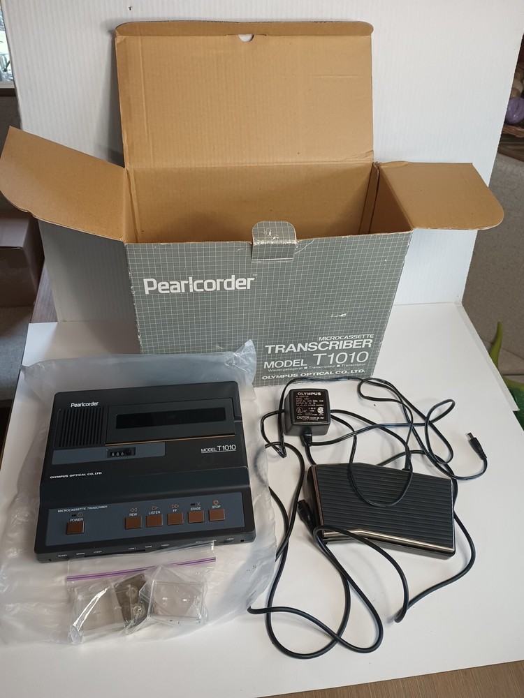 Olympus Pearlcorder Microcassette Transcriber T1010 w Foot Pedal