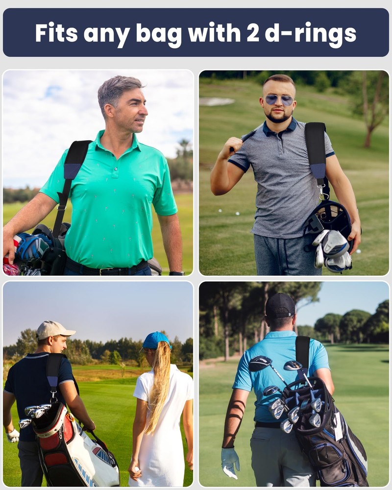 BIG TEETH Golf Bag Strap Single Padded Shoulder Strap Adjustable Thick Pad St...