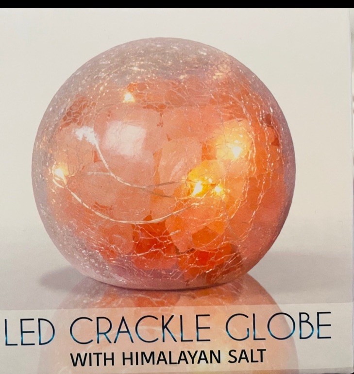 LED Crackle Globe with Himalayan Salt