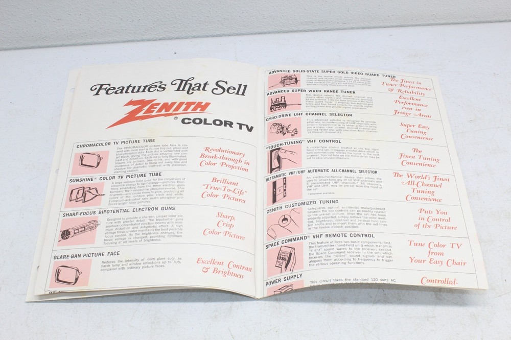 1972 Zenith All New Specification Sheets TV Radio Phonograph