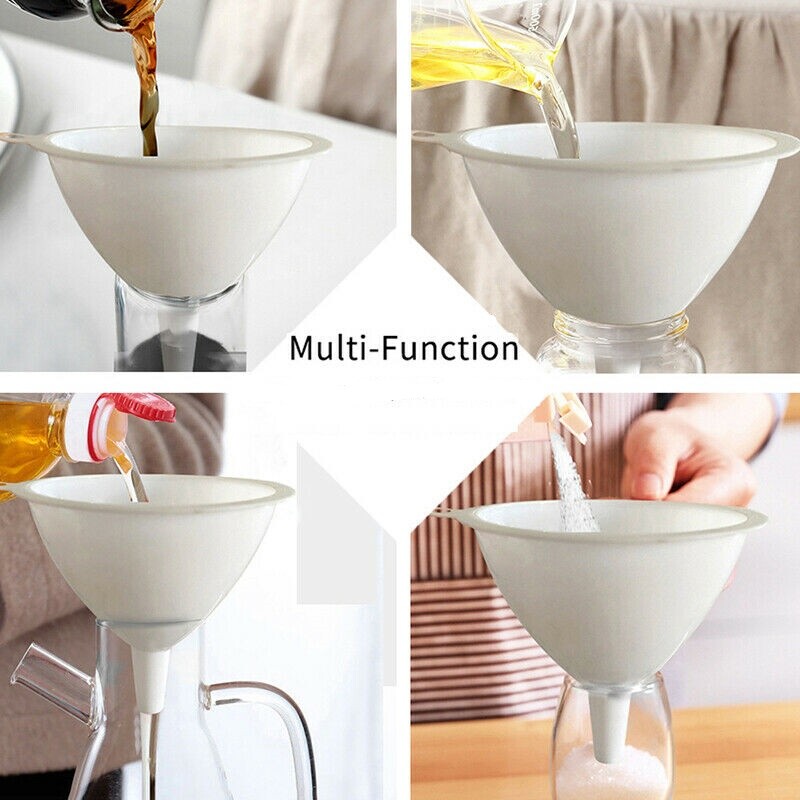 3 Piece Nested Funnel Set Kitchen Automotive Multi-function Plastic Black/White