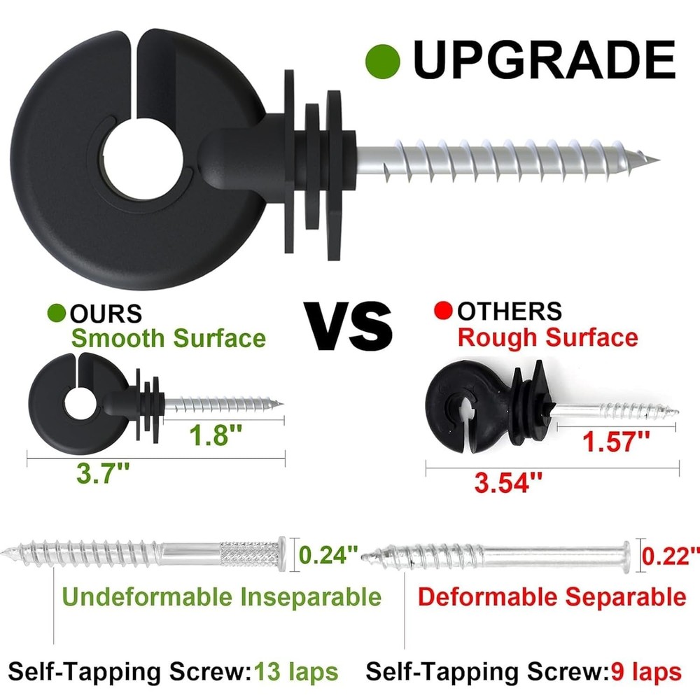 50 Pack Black Electric Fence Insulators + Socket Tool