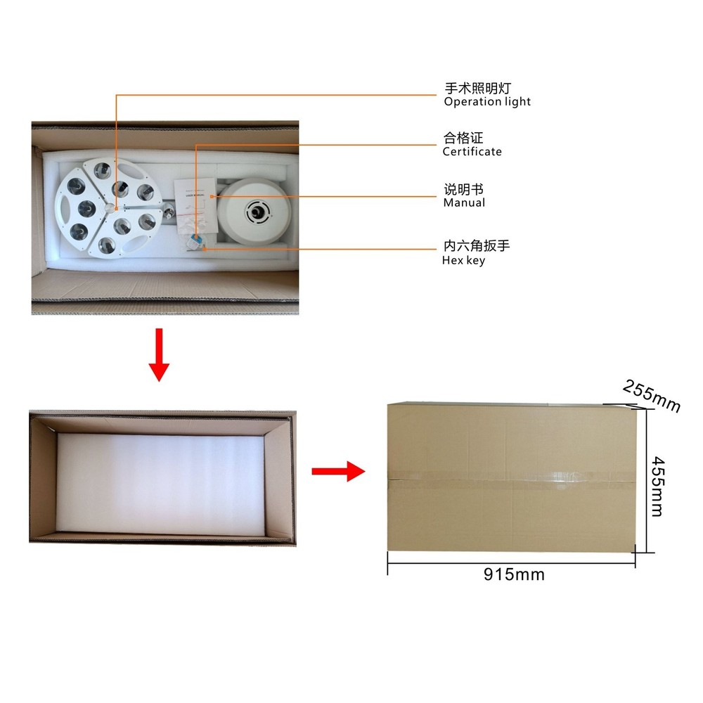 KWS 90W Dental LED Shadowless Surgical Light Ceiling Mounted Veterinary ExamLamp