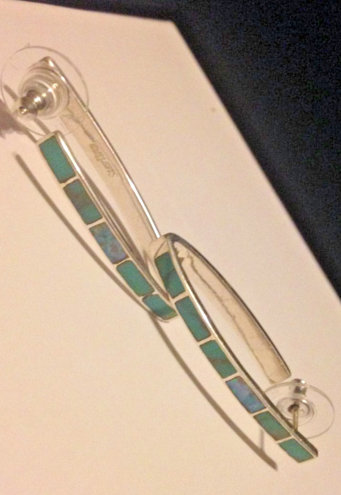 Sterling Silver Turquoise w/Opal Inlay Post Earrings