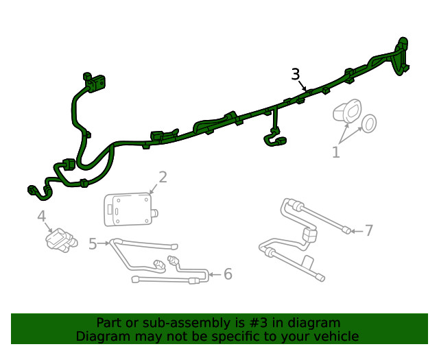 Genuine GM Rear Object Alarm Sensor Wiring Harness 84878473