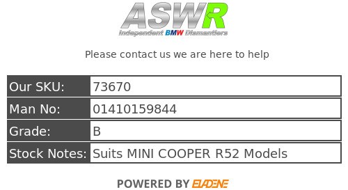 MINI COOPER R52 Owners Handbook 01410159844