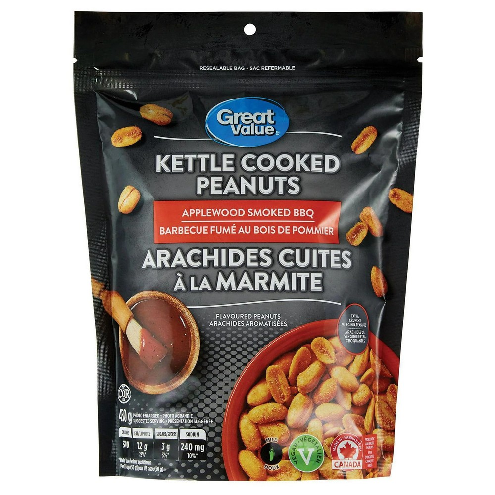 Great Value Kettle Applewood Smoke BBQ Peanuts - 450g (15.9oz)