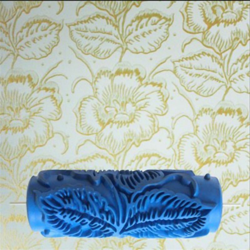 5inch Embossed Paint Roller Wall Texture Stencil Brush Floral Pattern Decoration
