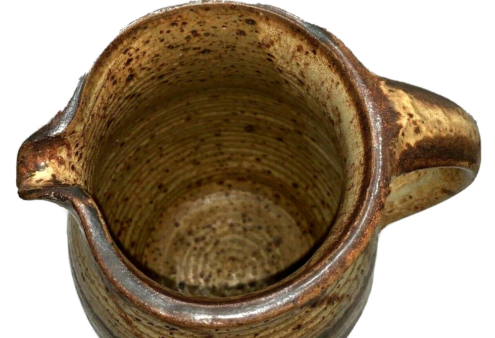 Vintage Artist Signed Art Pottery Pitcher Applied Handle
