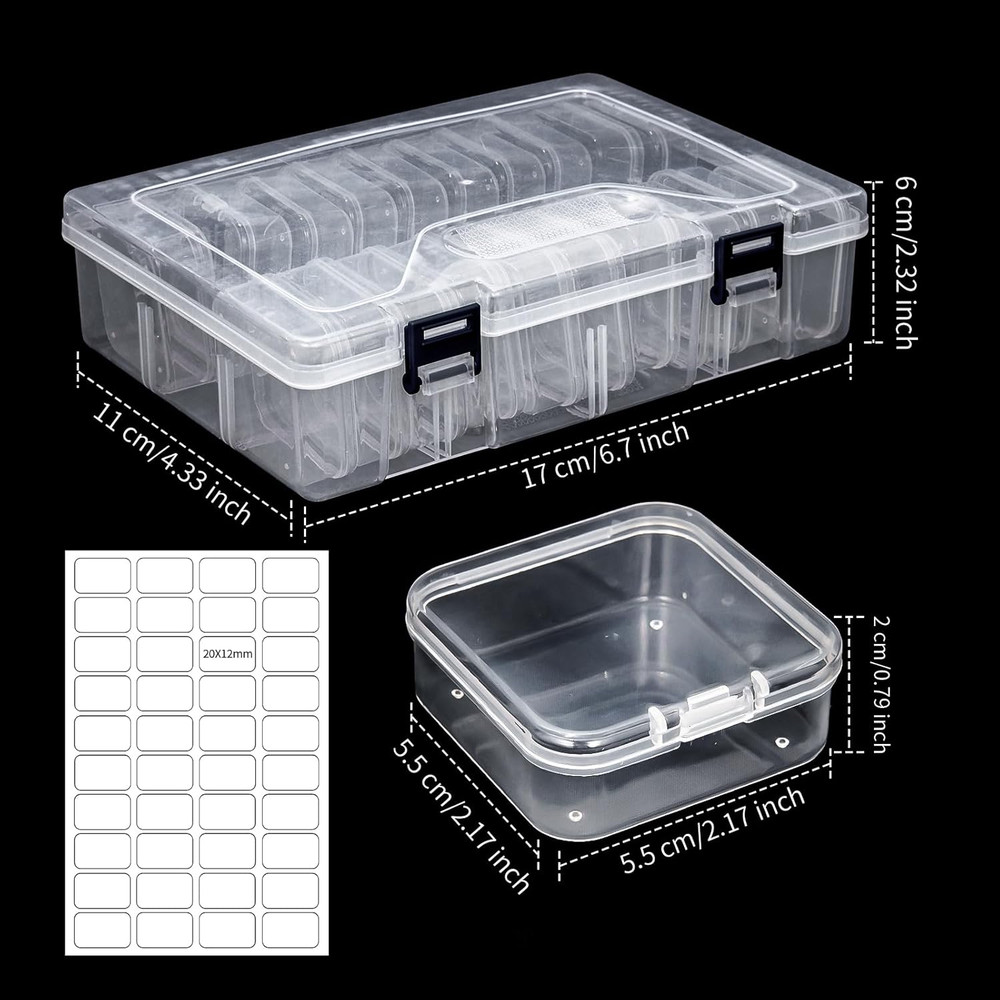 Bead Organizer Box, 30Pcs Small Craft Organizers and Storage Plastic Mini Clear