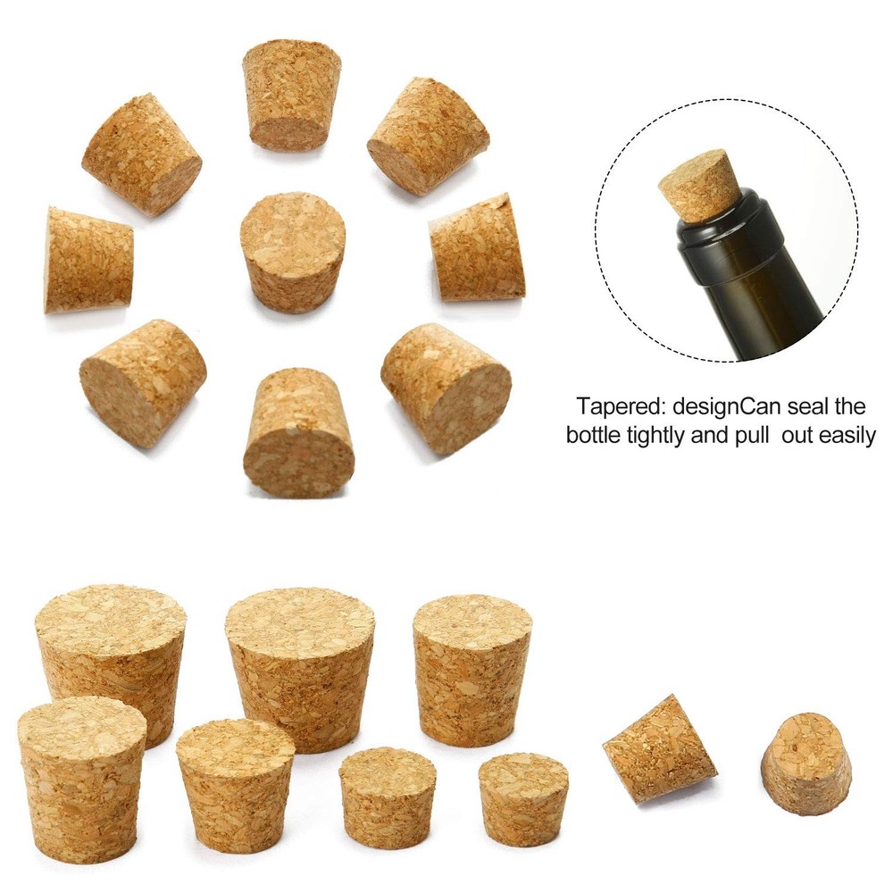 Jetec 100 Pack Assorted Cork Stoppers Wine Bottle Cork Stoppers Different Sizes