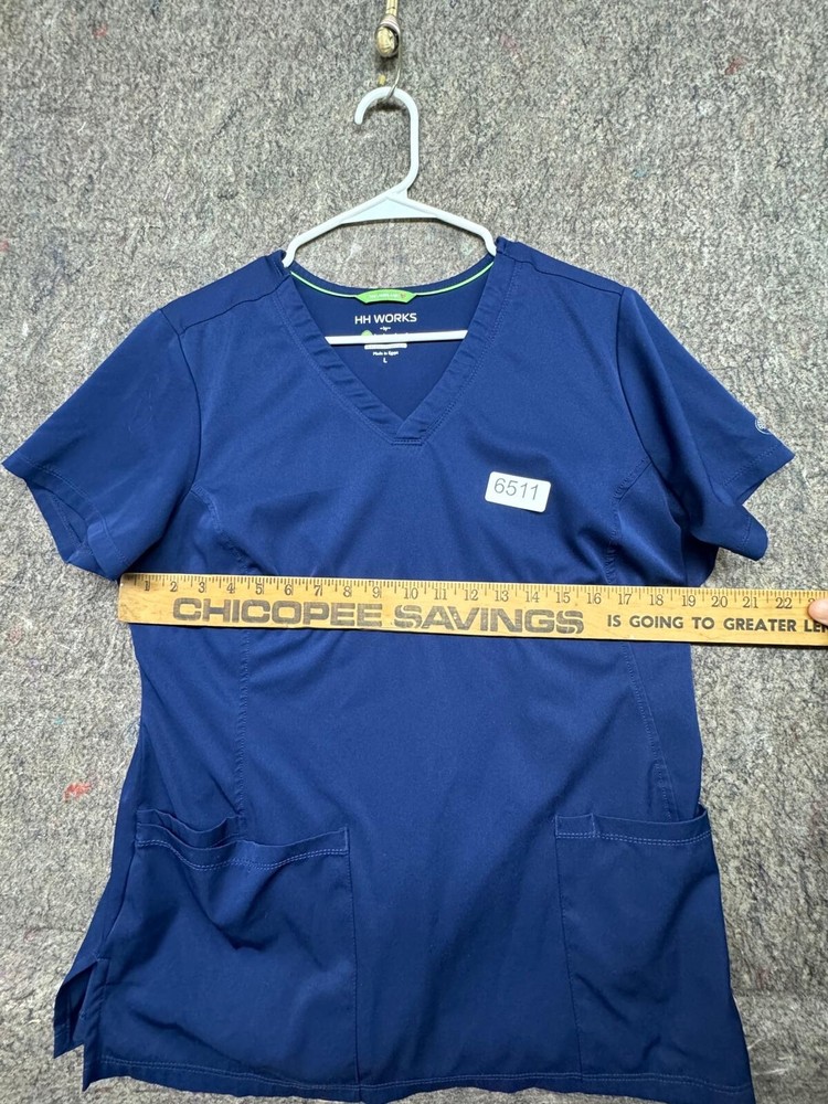 Healing Hands Womens Scrub Top HH Work Blue Size L