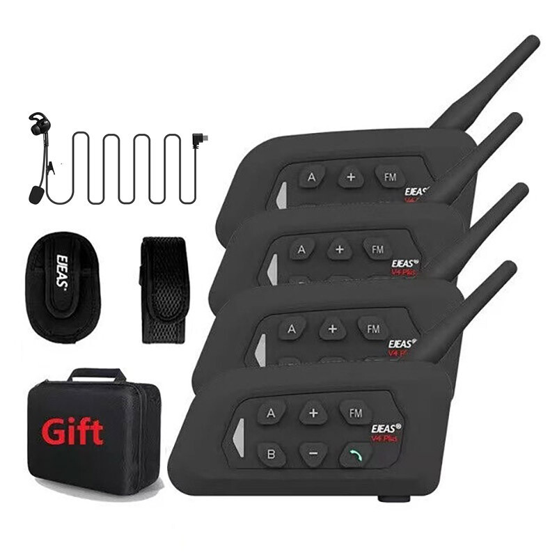 4 User Football Referee Bluetooth Intercom Earphone Talking Same Time with Bag