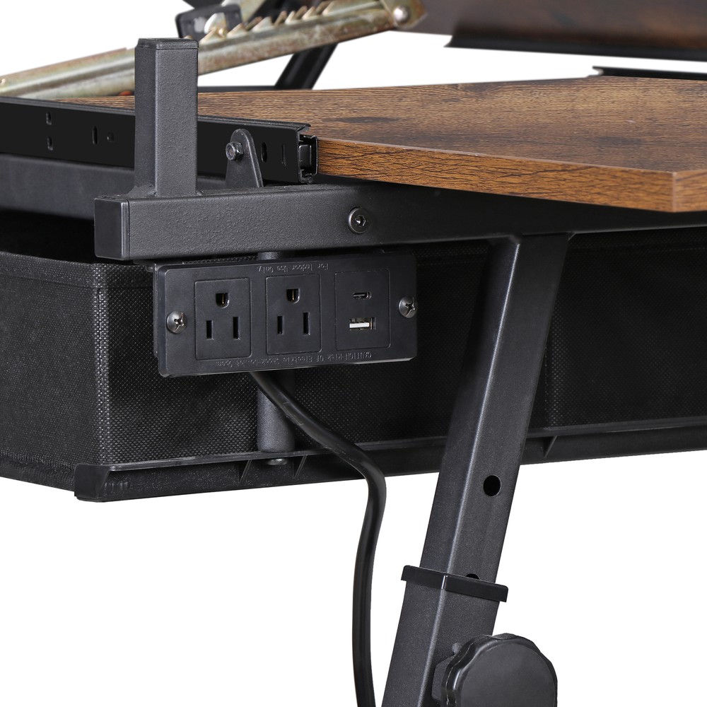 Adjustable Artist Table Tilted Tabletop w/Drafting Stool & Storage Drawer Retro