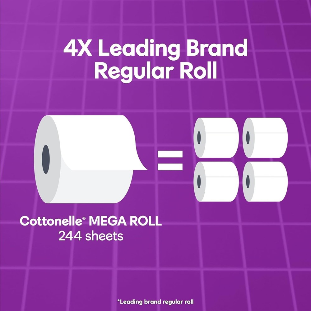 Toilet Paper 4 Mega Rolls = 16 Regular Rolls Ultra Soft Bath Tissue 4 Pack