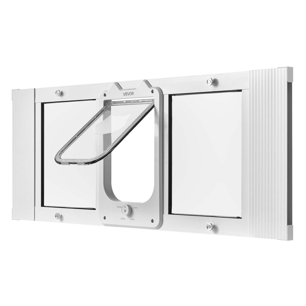 Cat Door for Window, Adjustable to Fit Window Width 35"-40", White