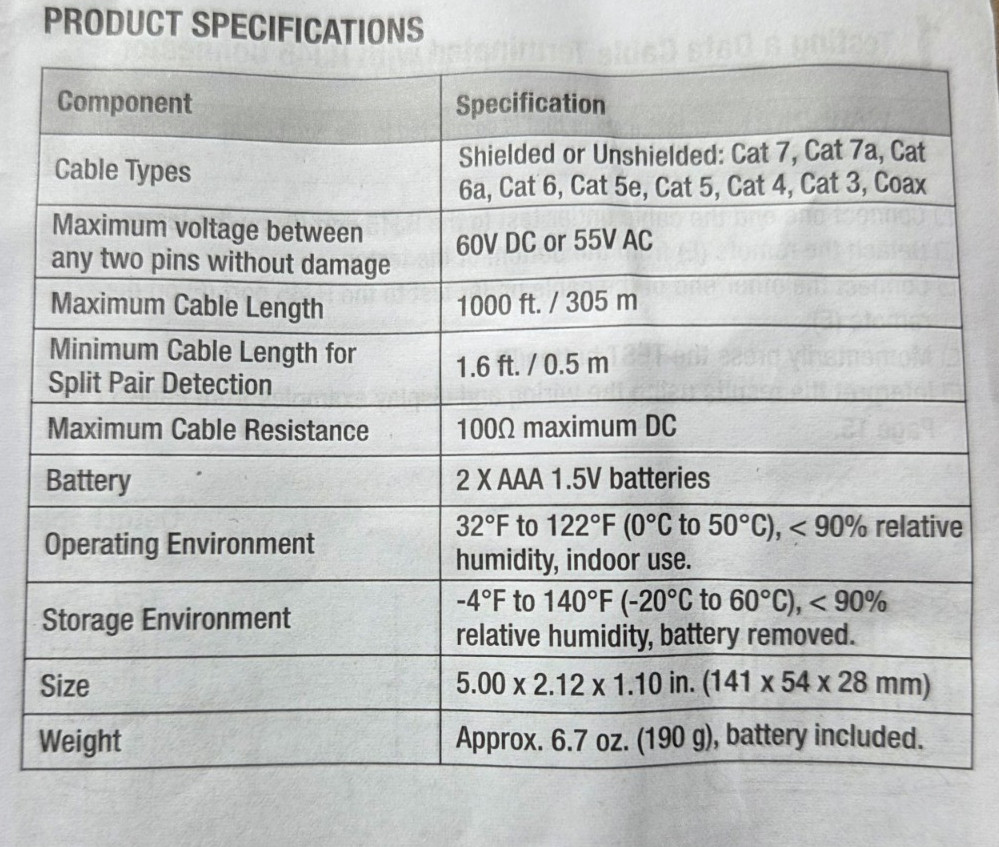 Commercial Electric Data Video Cable Tester Tool Model LVD-155