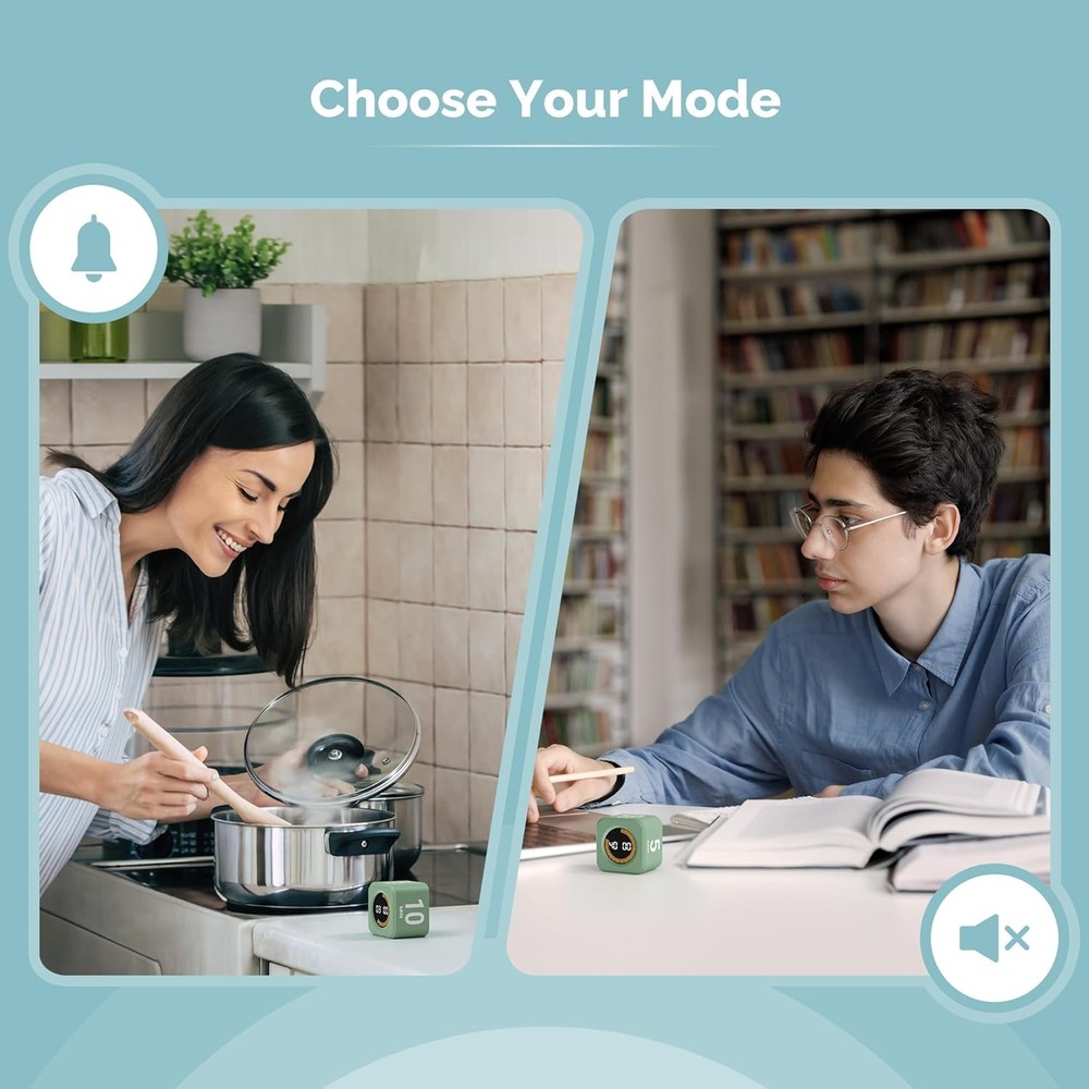Visual Cube Timer for Productivity - Rotating Timer with 5/10/25/50 Min Settings
