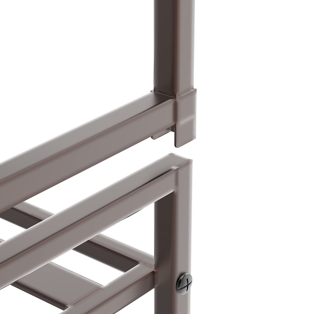 3-Tier Stackable Metal Panel Shoes Rack, Bronze