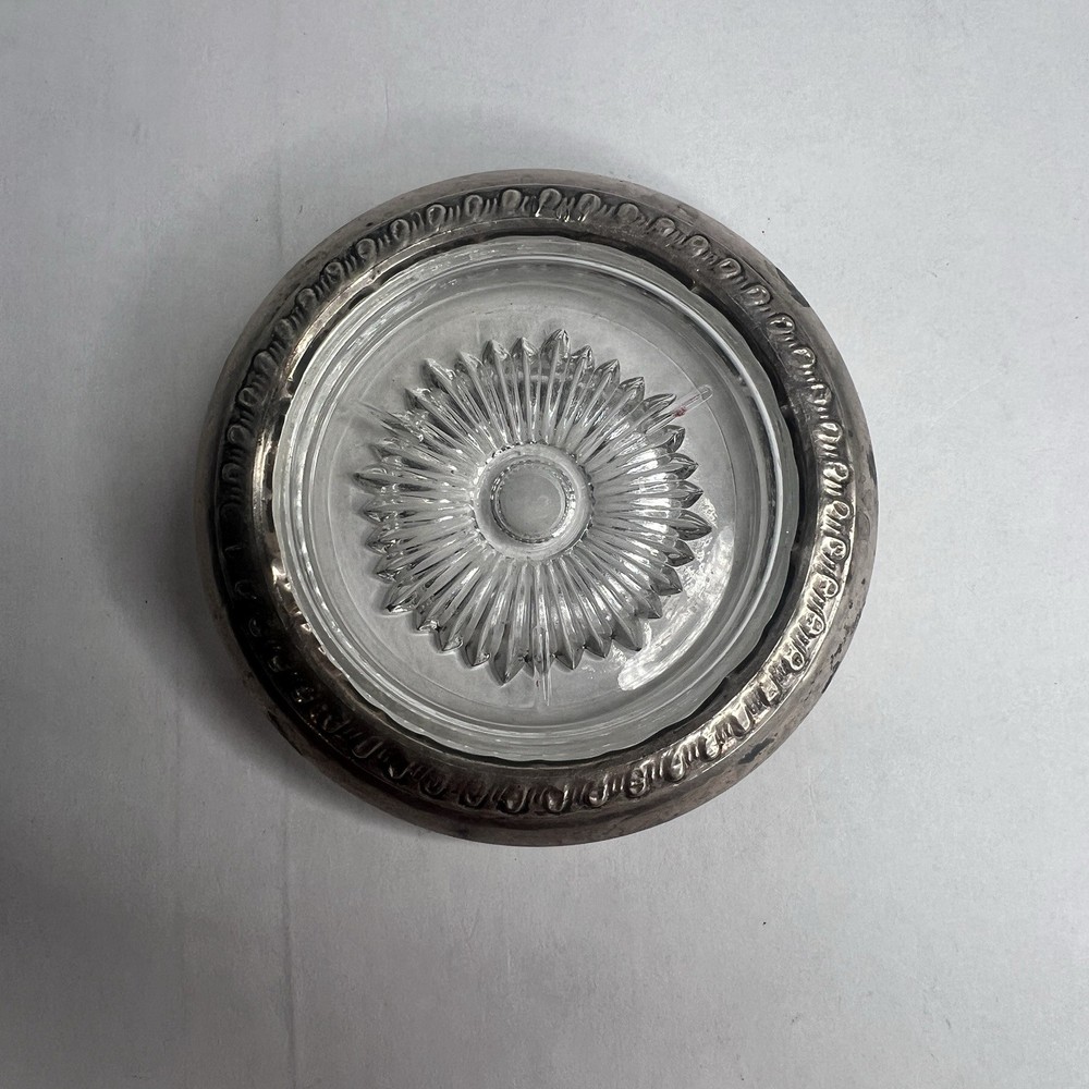 Antique Cut Glass Sterling Silver Coaster