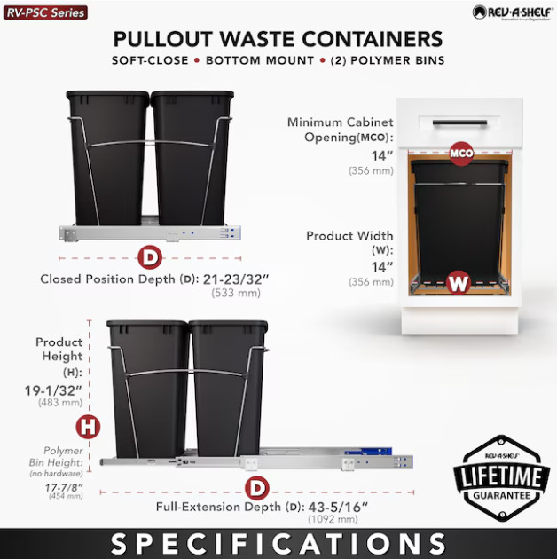 Chrome Soft Close Pull-out Pull-out trash can