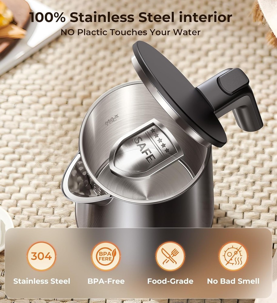 Electric Kettle 1.0L | 7 Temp Control, Cool Touch, Keep Warm, Auto Shut-Off