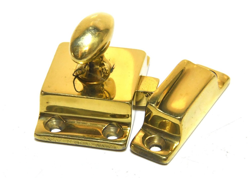 POLISHED BRASS T-HANDLE TURN CABINET SPRING LATCH WITH RECEIVER