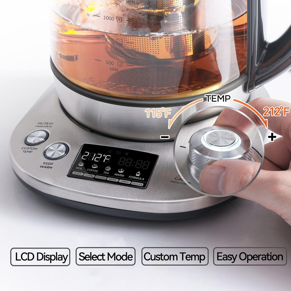 With removable infuser, 9 preset brewing programs, 2-hour keep warm