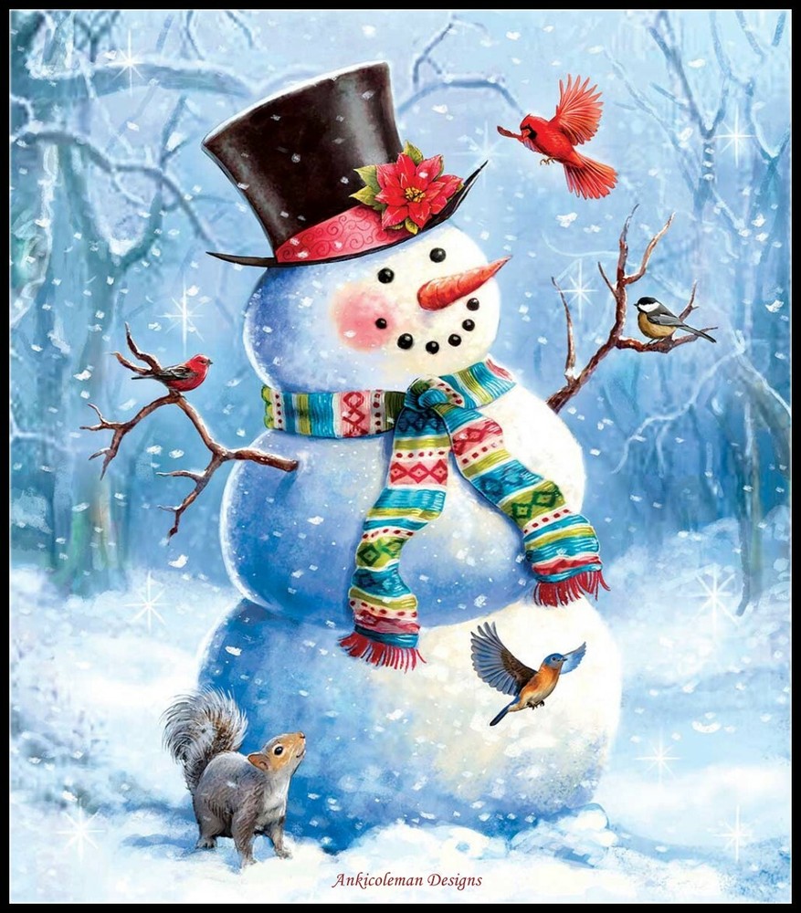 Snowy Perch - Chart Counted Cross Stitch Patterns Needlework DIY 14 ct Aida DMC