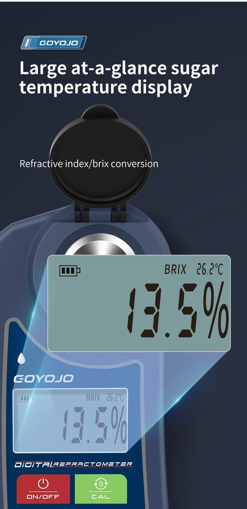 Digital Fruit Refractometer Brix Meter 0-55.0% Measurement Sugar Content Tester