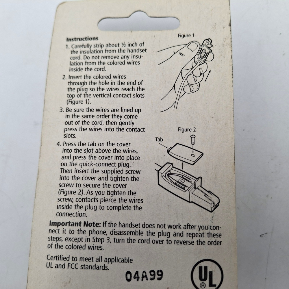 2 RadioShack 279-298 Handset Quick-Connect Modular Plug & 1 Malibu Triplex Jack