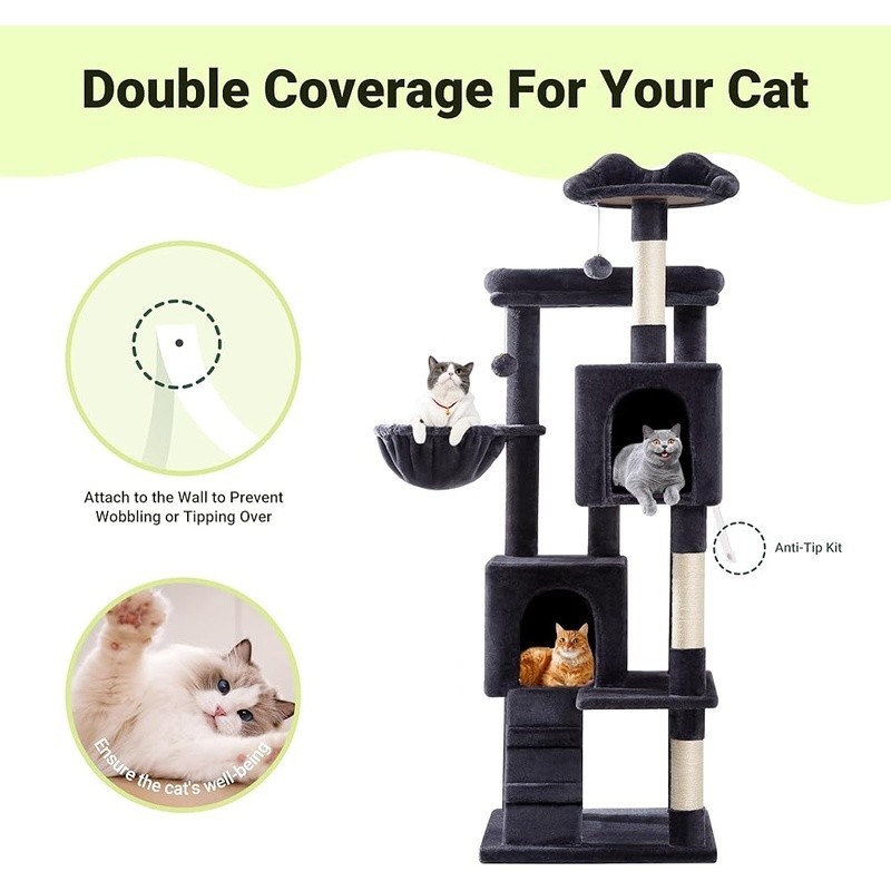 Multifunctional Cat Tree Activity Center W/ Cozy Condos & Scratching Posts New