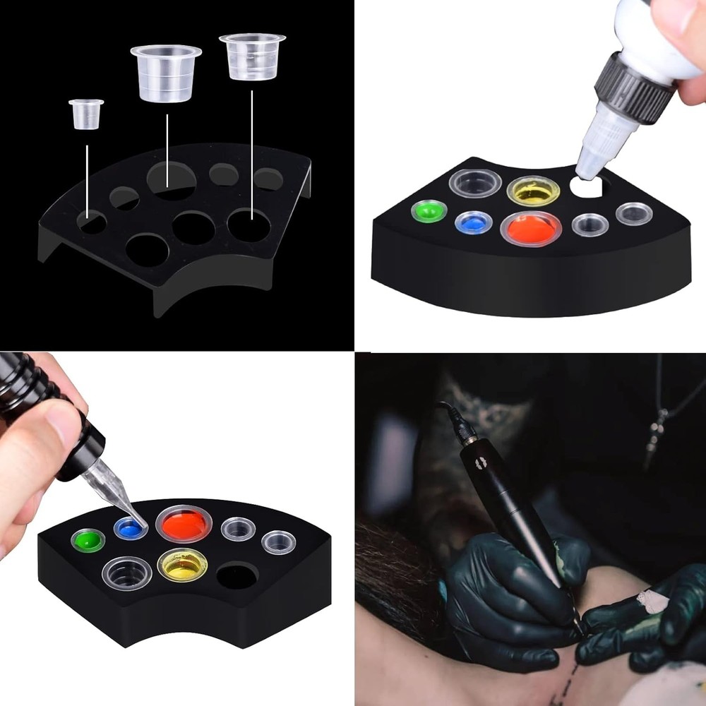 Professional Tattoo Ink Cups Set with Ink Cup Holders