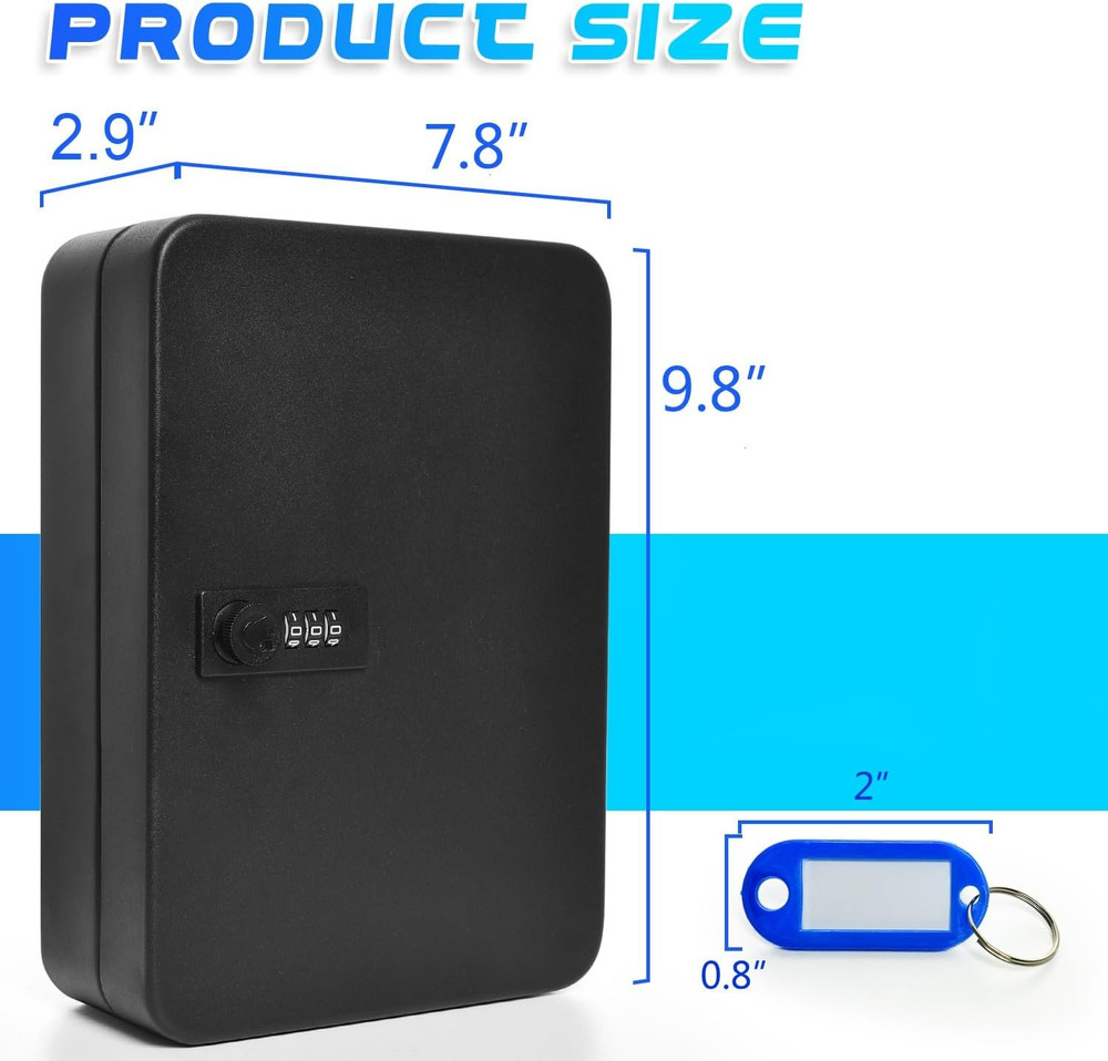 28 Key Cabinet Wall Mount, Steel Key Box Wall Mount with Code, Combination Lock