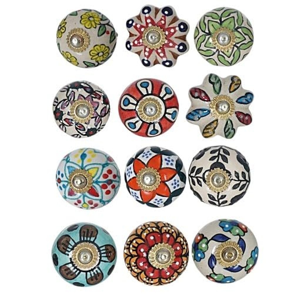 Cabinet Knobs and Pulls - Indian Vintage Pottery Ceramic Kitchen Cupboard Dra...