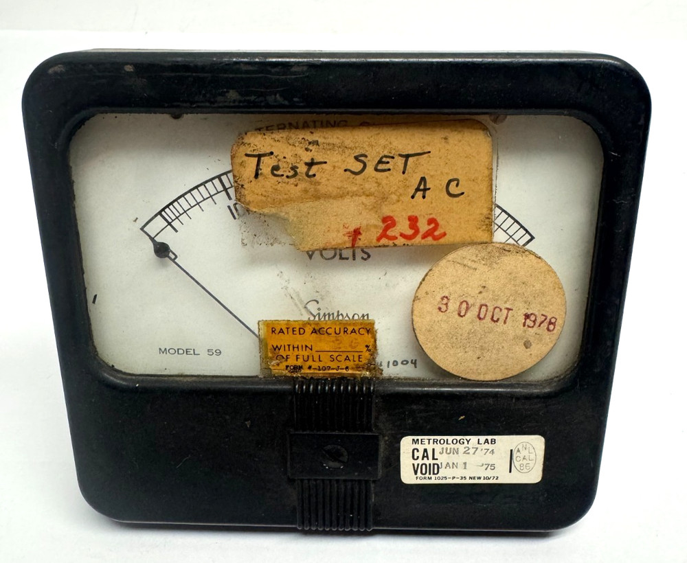 Vintage  Simpson Model 59 Rectangular Analog AC Voltmeter.