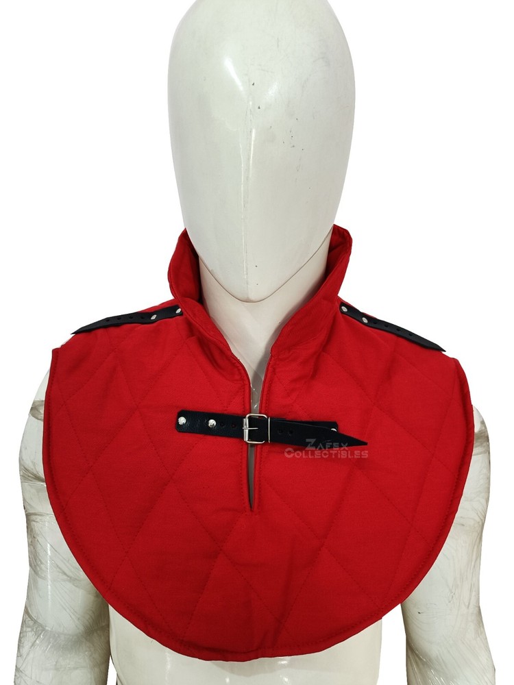 Medieval Thick Padded Arming Cotton Collar Neck Protector Under Armor Red LARP