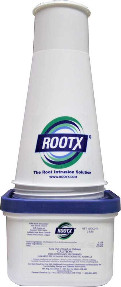 - 2LB. JAR with Funnel/Applicator Foaming Root Control for Sewer Lines An