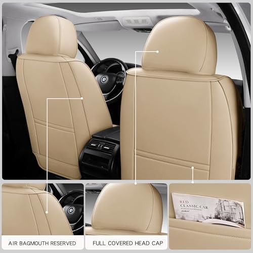 Full Coverage Front Set Seat Covers with Waterproof Leather,Lumber Support and