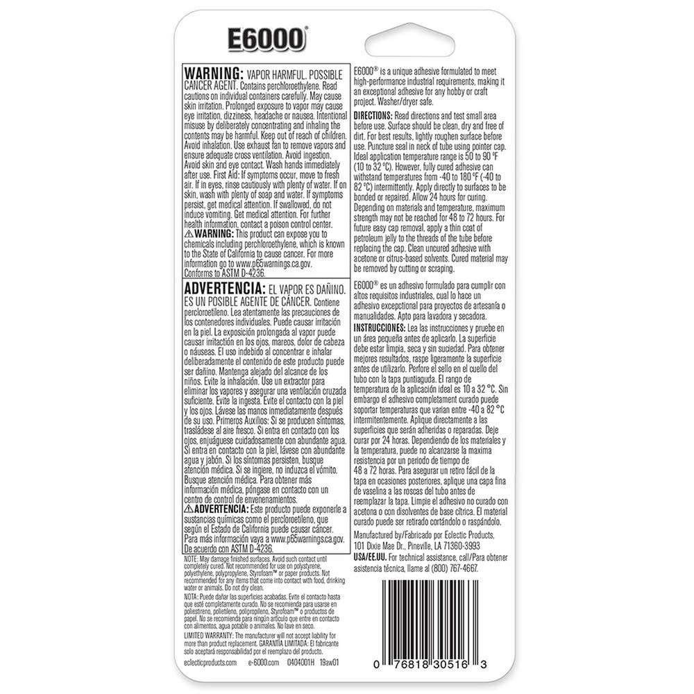 E6000 230516 Craft Adhesive 0.5 fl oz Single Pack