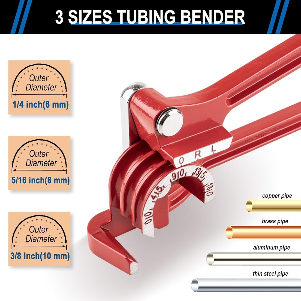 3 Size Pipe Bender Manual 0 180 Degree Red
