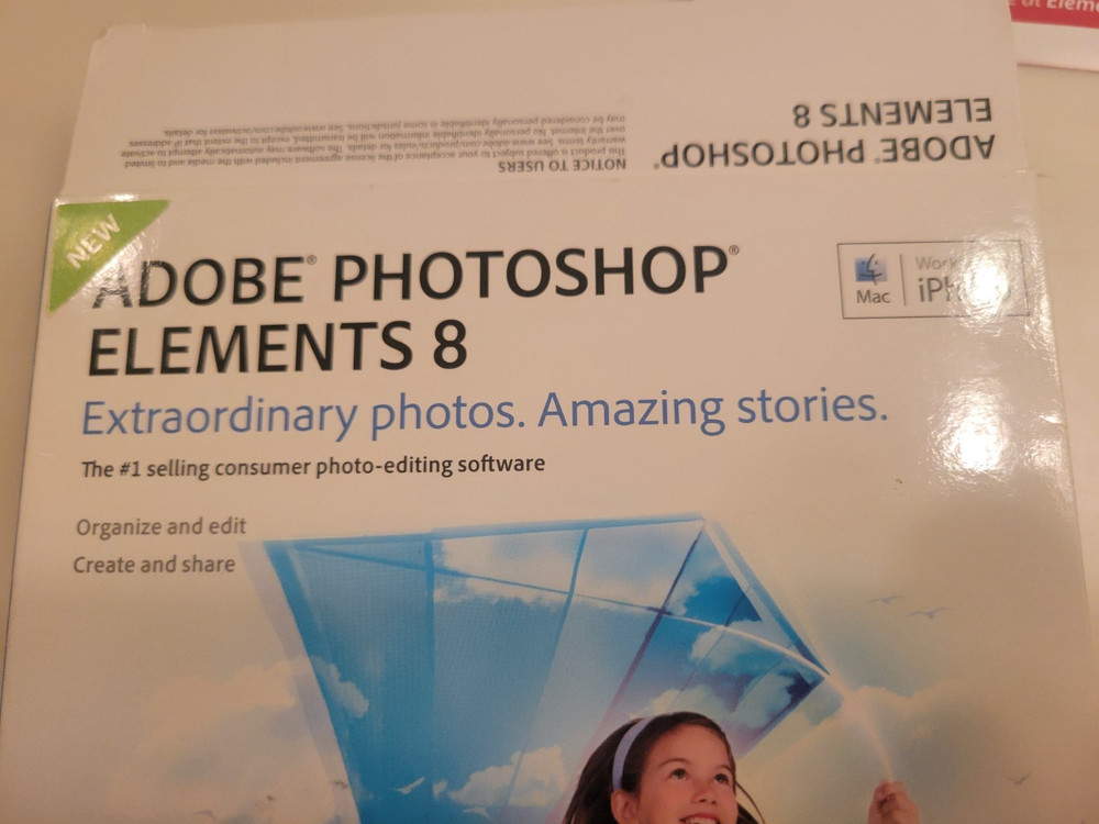 Adobe Photoshop Elements 8 Software Disc w/ Serial Number For Mac OS